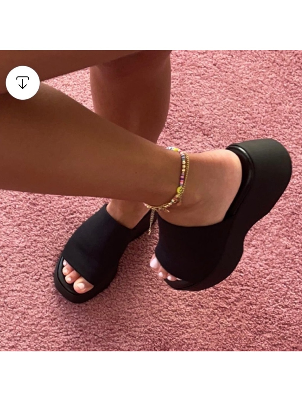 Steve Madden Womens 39 Slinky 30 Platform Slide Sandal Black Mesh Y2K 90s Chunky